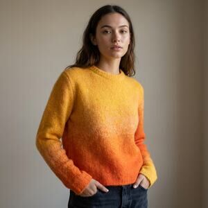 ERL Orange Gradient Mohair-blend Crewneck Unisex Sweater, size S